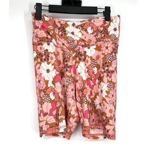Aerie Floral Bike Shorts - Pink and Brown